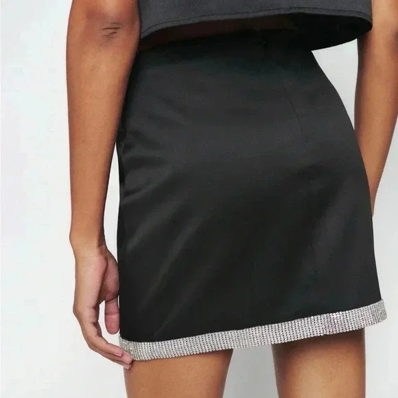 Reformation Tatiana Black Rhinestone Mini Skirt - Picture 3 of 4
